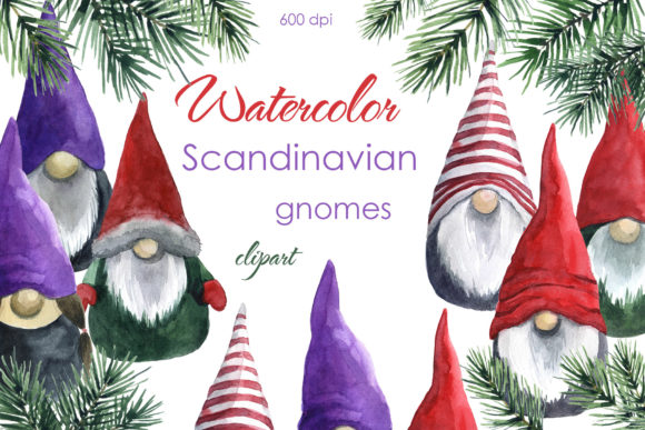 Charming Watercolor Gnome Clipart for Holidays