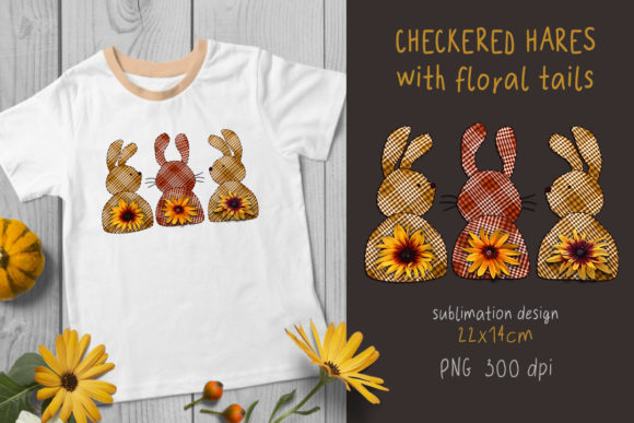 Checkered Hares with Flower Tails