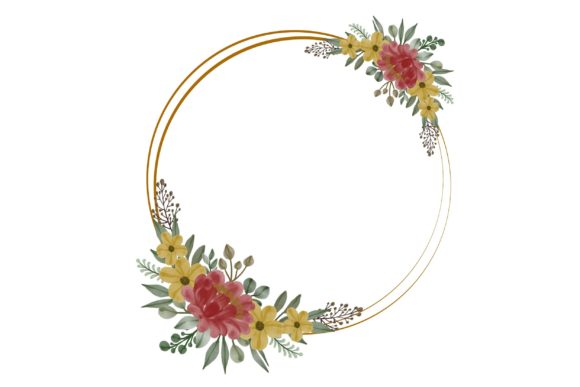 Circle Frame with Red and Yellow Bouquet
