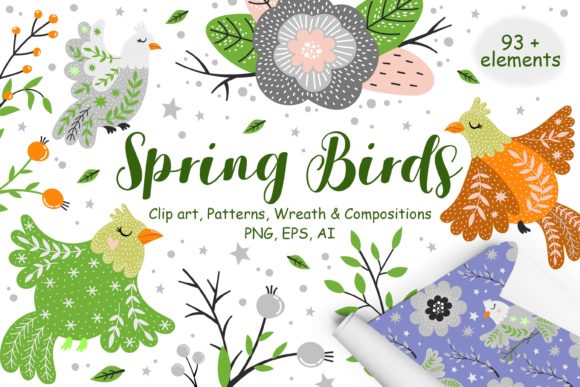 Discover the Charming Spring Birds Collection: A Versatile Vector Set for Creative Projects