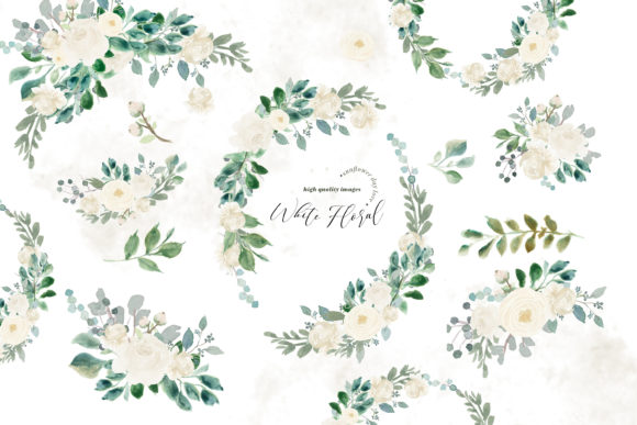Elevate Your Creative Projects with Elegant White Flowers Watercolor Clipart