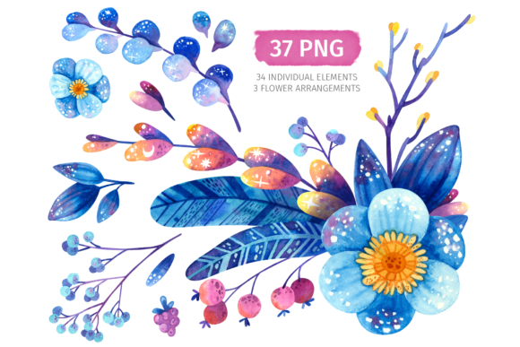 Infuse Your Designs with the Charm of Blue Flowers and Botanical Clipart