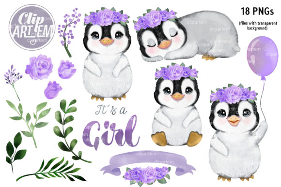 Purple Flowers Penguin Girl PNG Set: A Strategic Asset for Creative Projects